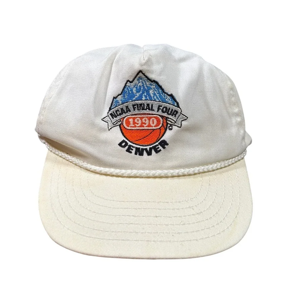Vintage 1990‎ NCAA Final Four Denver Snapback Hat White Adjustable Basketball